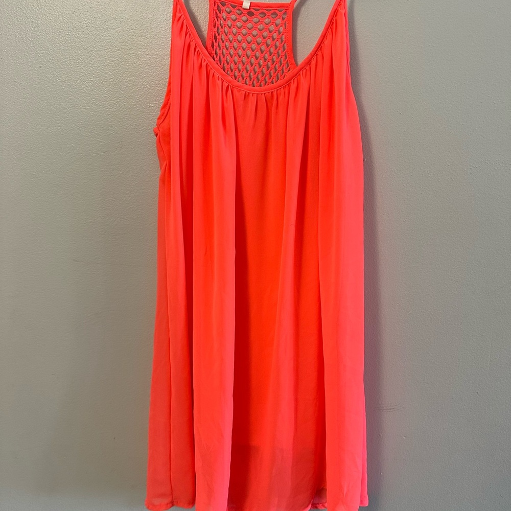 Vibrant Coral Racerback Cover-up/Dress - Medium
